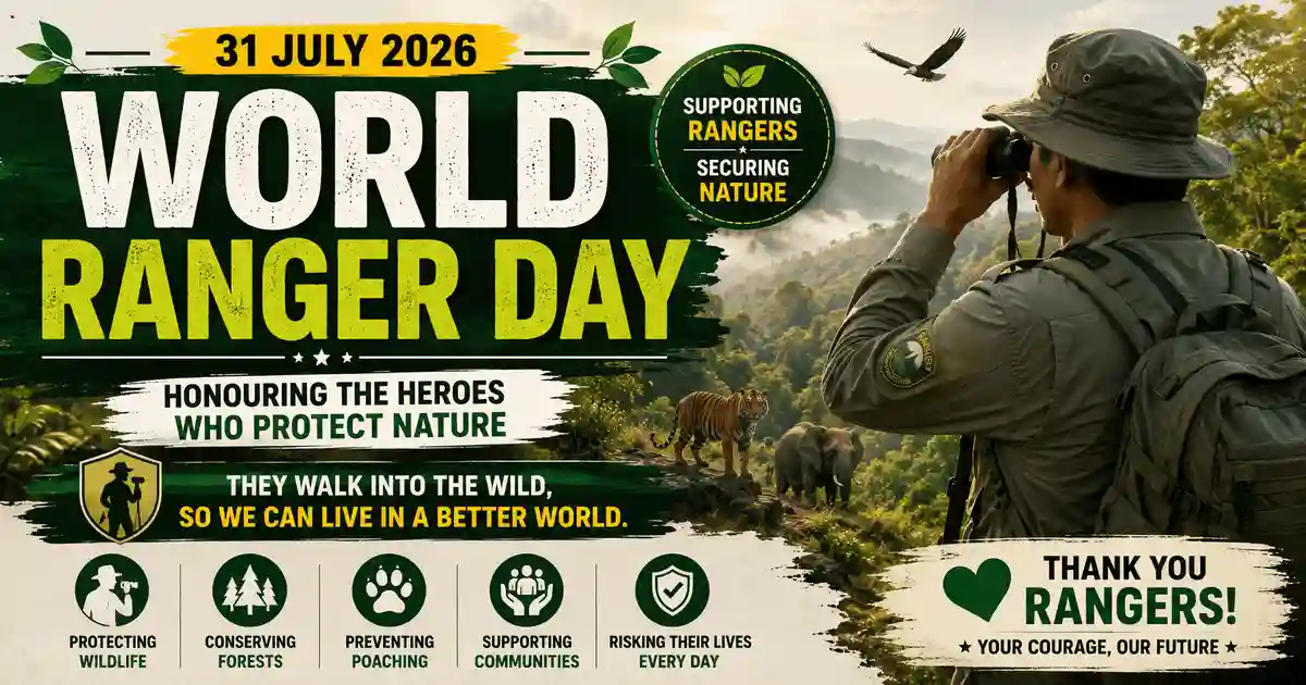 World Ranger Day 2026 banner honouring wildlife rangers protecting forests, biodiversity and endangered species