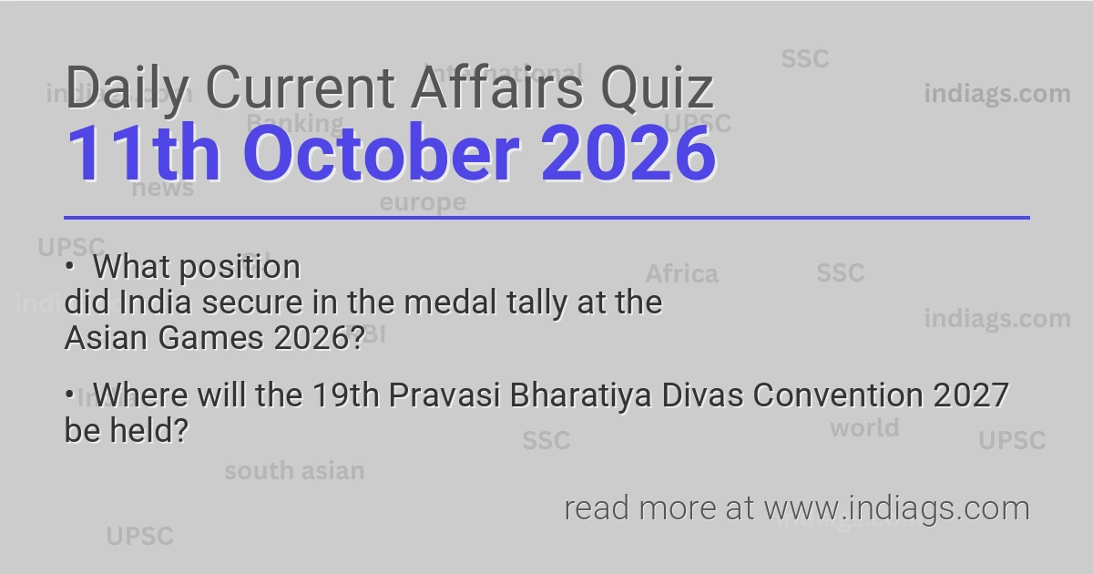 Daily Current Affairs Quiz 11 October 2026 | IndiaGS