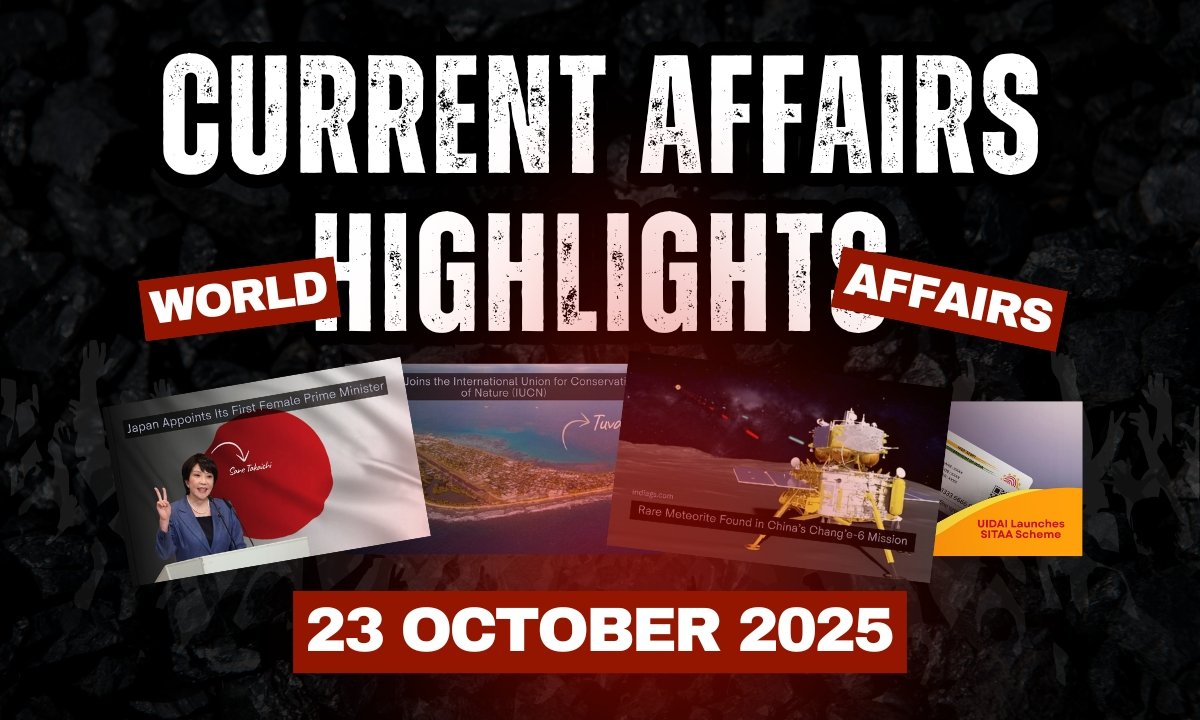Current Affairs Highlights – October 2025: Global Leadership, International Rankings, and Key Discov
