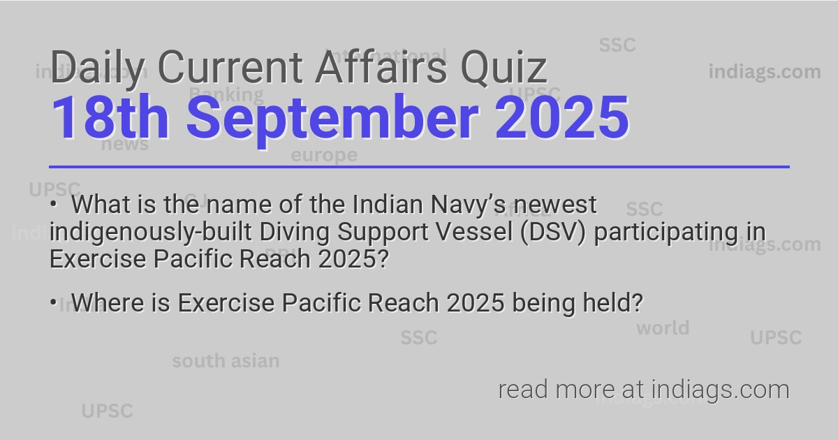 Image for the Daily Current Affairs Quiz of 18th September 2025 featuring top questions.